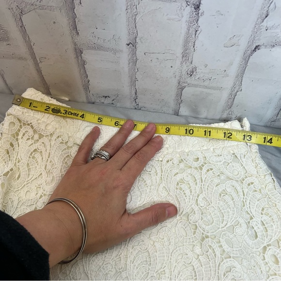 Massimo Dutti ivory scroll lace layered A-Line midi skirt ladies size 6 - Picture 9 of 10